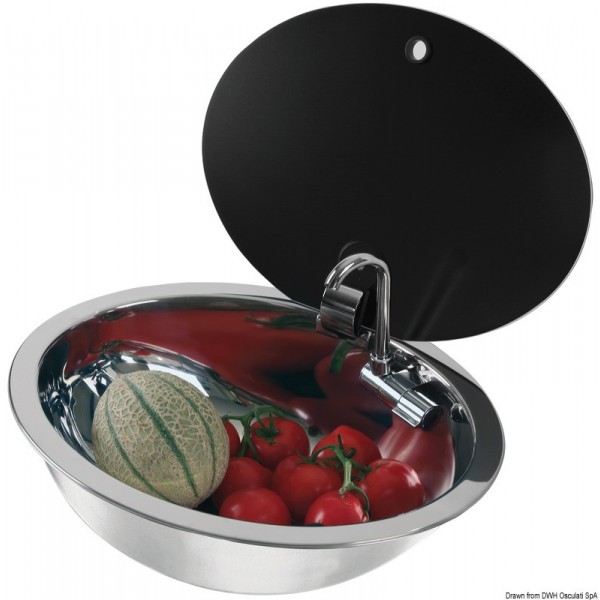 Sink with smoked glass lid 330 mm - N°1 - comptoirnautique.com