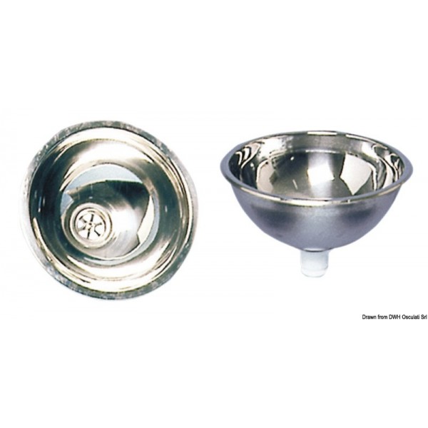 Half basin-round stainless steel bath mirror polished 350x150mm  - N°1 - comptoirnautique.com