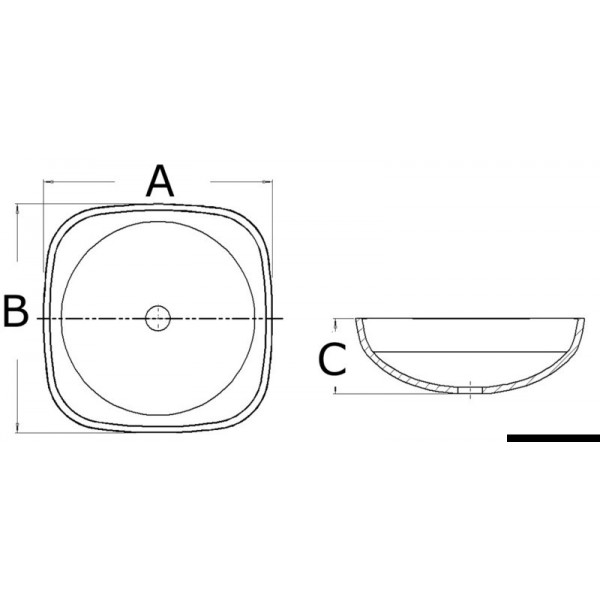 Semi-square glass sink 420 x 420 mm - N°2 - comptoirnautique.com