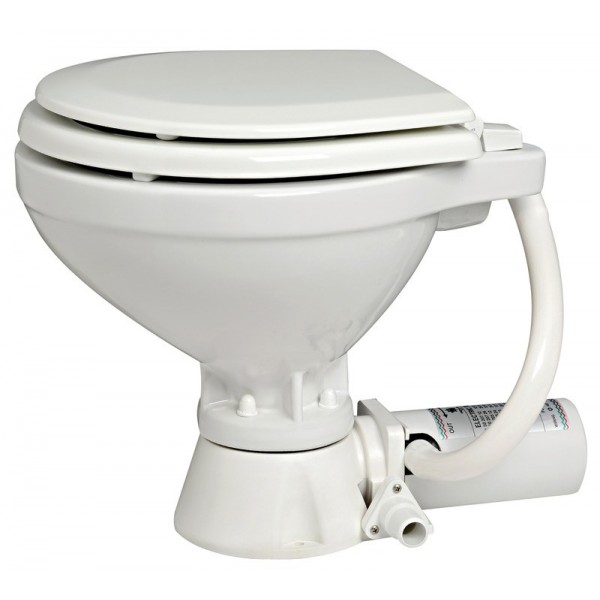 WC elettrico compatto con sedile in legno 12 V - N°1 - comptoirnautique.com