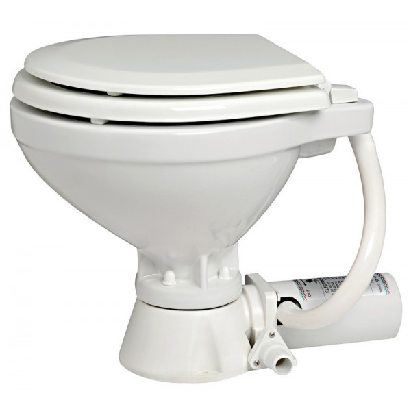 Compact electric toilet with wooden seat 24 V - N°1 - comptoirnautique.com 
