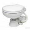 Electric toilet with white plastic seat