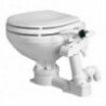 Compact manual toilet with wooden seat