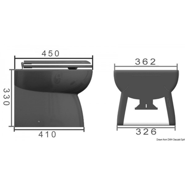 Elektrisches WC stromlinienförmig Porzellanbecken niedrig 12 V - N°2 - comptoirnautique.com