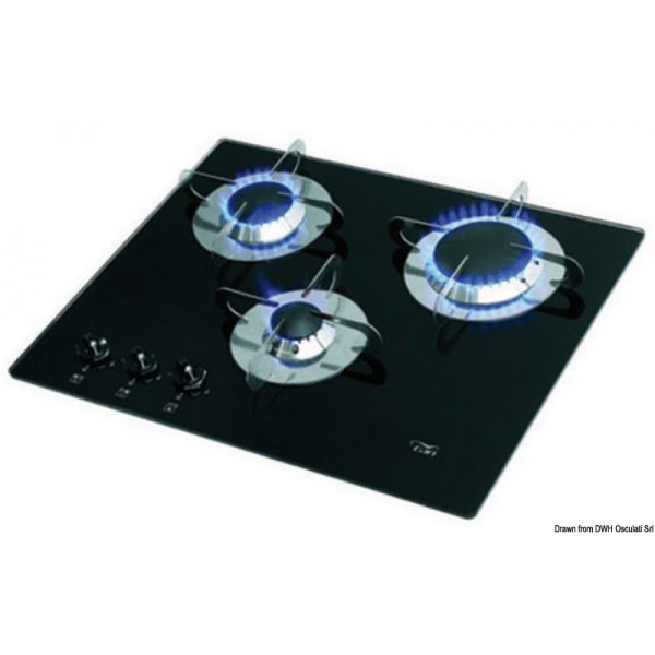Piano cottura a gas a 3 fuochi 505 x 410 mm - N°1 - comptoirnautique.com