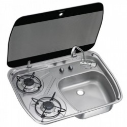 2-burner hob with smoked...