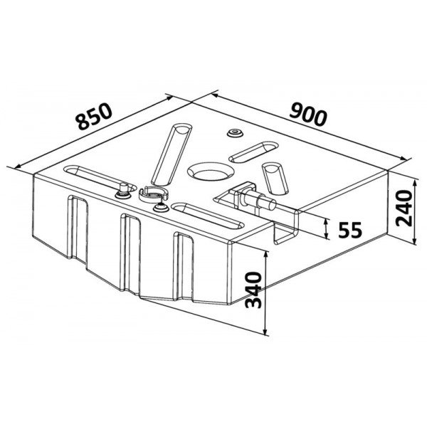 dimensions Réservoir de carburant essence en polyéthylène réticulé 189 Litres - N°2 - comptoirnautique.com