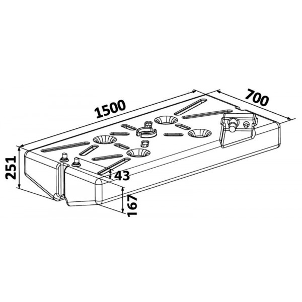 dimensions Réservoir de carburant essence en polyéthylène réticulé 180 Litres - N°2 - comptoirnautique.com