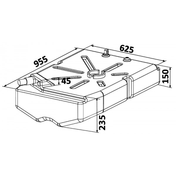dimensions Réservoir de carburant essence en polyéthylène réticulé 100 Litres - N°1 - comptoirnautique.com