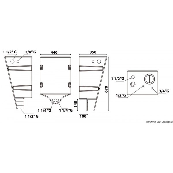 Réservoir rigide eau douce montage paroi - 60 L - N°3 - comptoirnautique.com