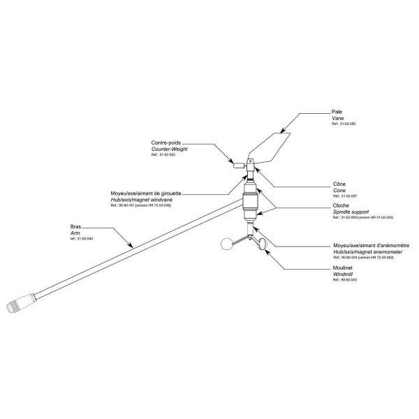 Mozzo/albero/magnete ANEMOMETRO - N°2 - comptoirnautique.com