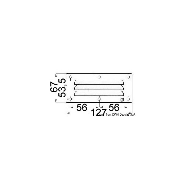 Griglia di ventilazione in acciaio inox + zanzariera - 67x127 mm - N°2 - comptoirnautique.com