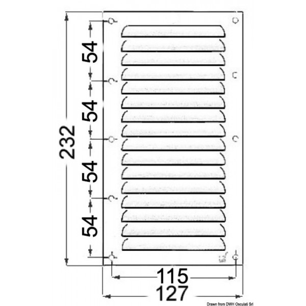 Griglia di ventilazione in acciaio inox + zanzariera - 232x127 mm - N°2 - comptoirnautique.com
