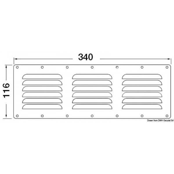 Grille aération inox + moustiquaire - 116x340 mm - N°2 - comptoirnautique.com