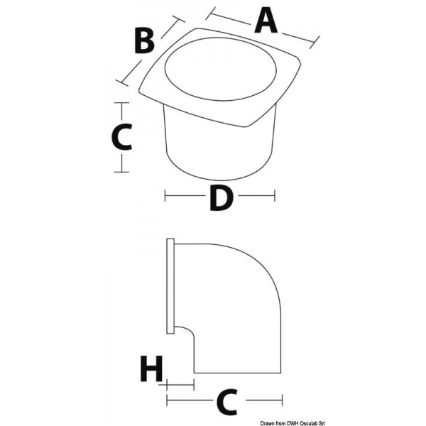 Entrada de ar branca reta com colarinho de 92 x 92 mm - N°2 - comptoirnautique.com