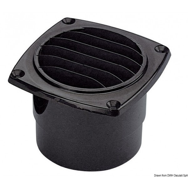 Presa d'aria nera diritta con collare 92 x 92 mm - N°1 - comptoirnautique.com