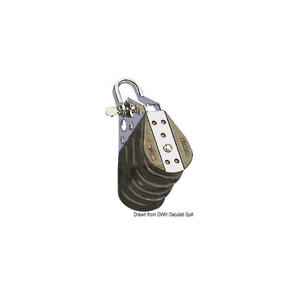 Triple ball-bearing pulley with 6x22mm shackle - N°1 - comptoirnautique.com