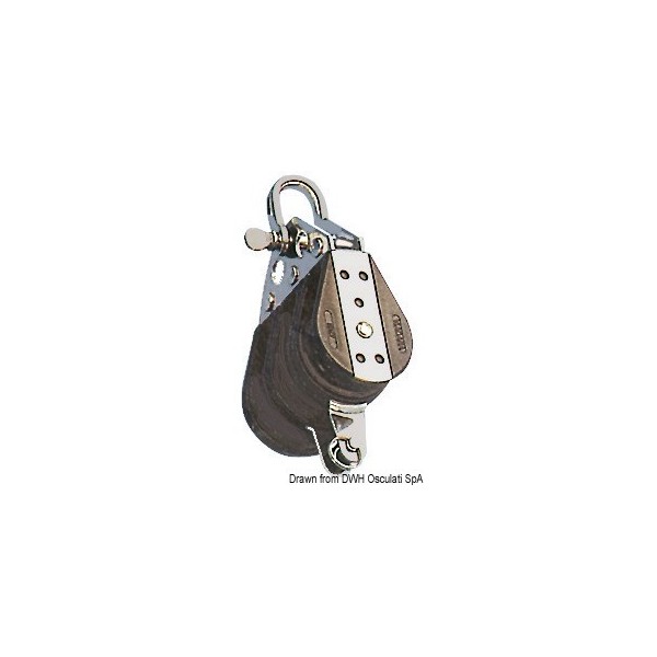 Triple shackle ball-bearing pulley with ring 10x38mm - N°1 - comptoirnautique.com