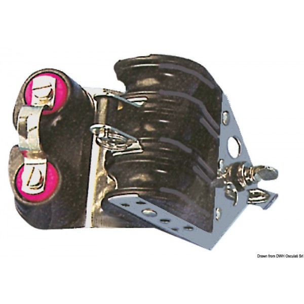 Triple ball pulley with 6x22 clamp with ring nut - N°1 - comptoirnautique.com