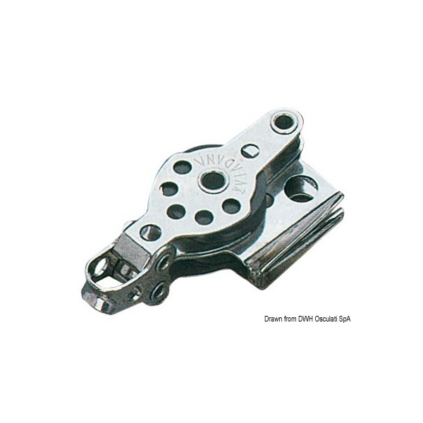 Mini double pulley with clamp and ring 6x25 - N°1 - comptoirnautique.com