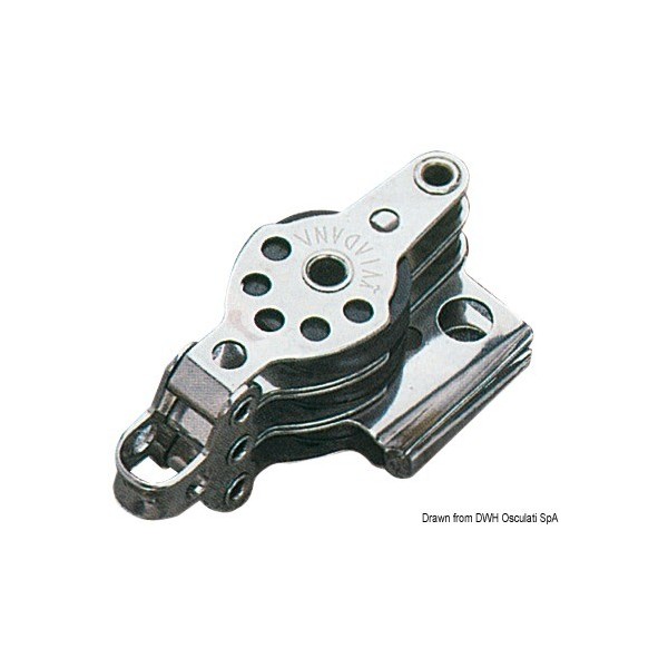 Mini triple pulley with clamp and ring 6x25 - N°1 - comptoirnautique.com