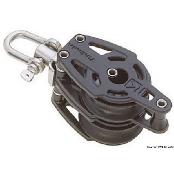 Double pulley (universal head) with ring A - N°1 - comptoirnautique.com