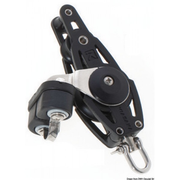 Double fiddle pulley with ring and A-clip - N°1 - comptoirnautique.com