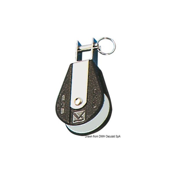 Poulie simple attache fixe en U tournante A  - N°1 - comptoirnautique.com