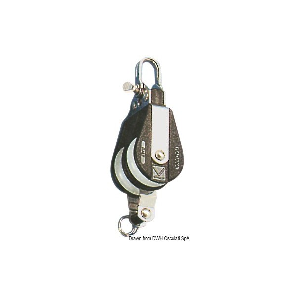 Poulie double avec ringot attache fixe A  - N°1 - comptoirnautique.com