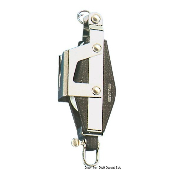 Double fiddle pulley with A-clip with ringot - N°1 - comptoirnautique.com