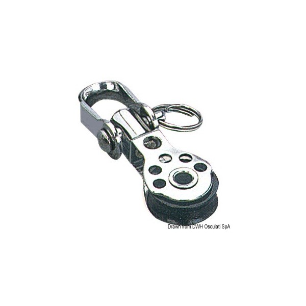 Mini poulie simple inox tournant à emerillon 17x5  - N°1 - comptoirnautique.com