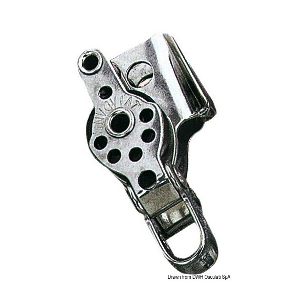 Doppia puleggia in acciaio inox con anello e morsetto 17x5 - N°1 - comptoirnautique.com