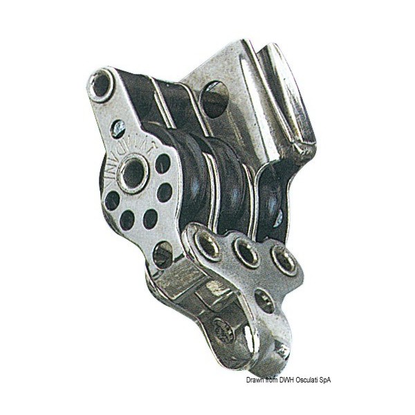 Puleggia tripla in acciaio inox con anello e morsetto 17x5 - N°1 - comptoirnautique.com