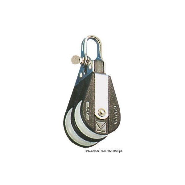 Plastinox double pulley with 8x34 shackle - N°1 - comptoirnautique.com