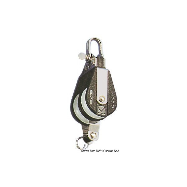 Plastinox double pulley with shackle and ring 8x34 - N°1 - comptoirnautique.com