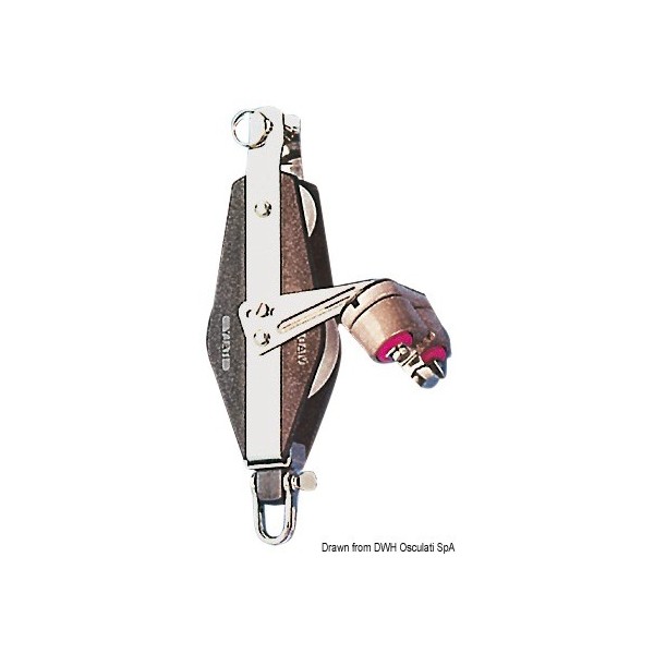 Plastinox 12x56 double fiddle pulley with jammer and ringot - N°1 - comptoirnautique.com