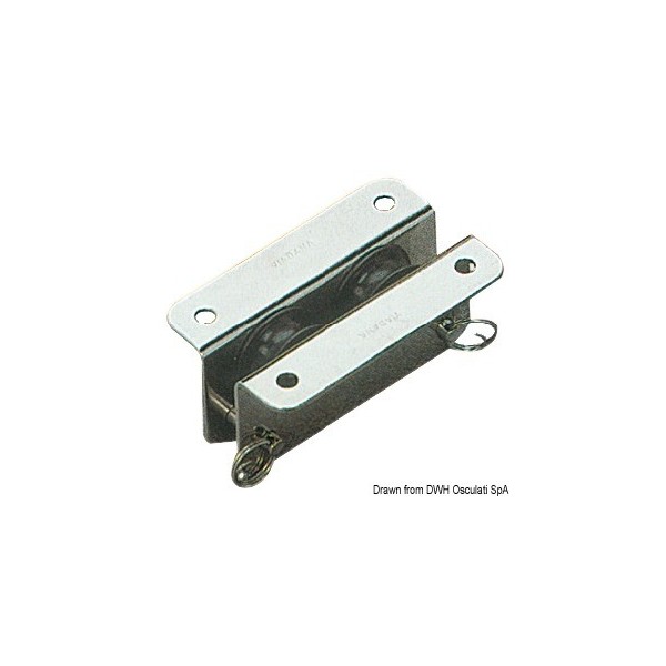 Poulie double inox à encastrement 25x8  - N°1 - comptoirnautique.com