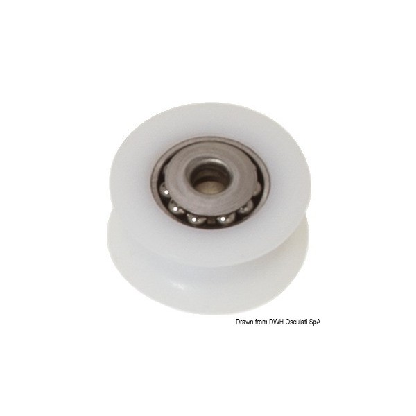 Delrin pulley with stainless steel balls 20 mm Ø 8 - N°1 - comptoirnautique.com