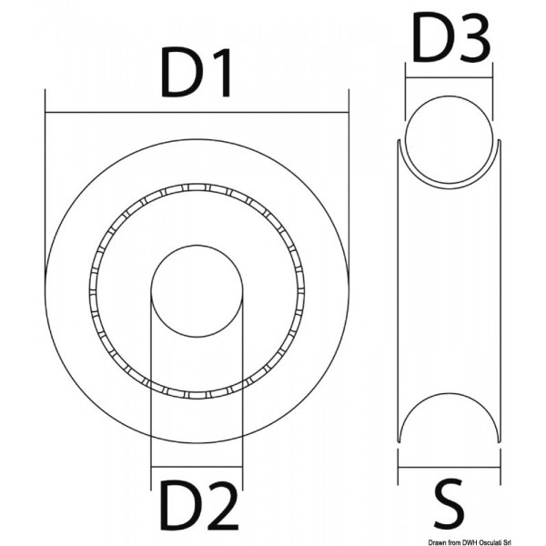 Delrin pulley with stainless steel balls 38 mm Ø 12 - N°2 - comptoirnautique.com