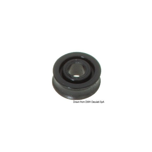 17 mm Delrin pulley with Ø 5 mm ends, black - N°1 - comptoirnautique.com