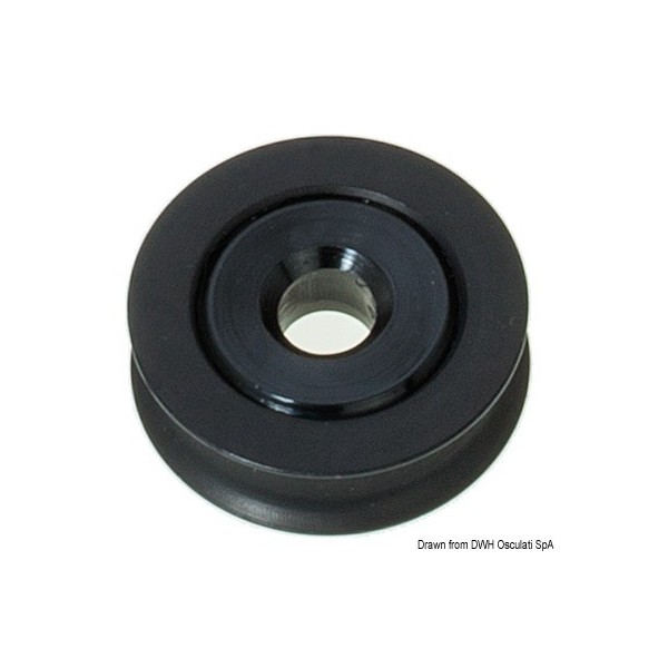 28 mm aluminium pulley with 4 mm ends - N°1 - comptoirnautique.com