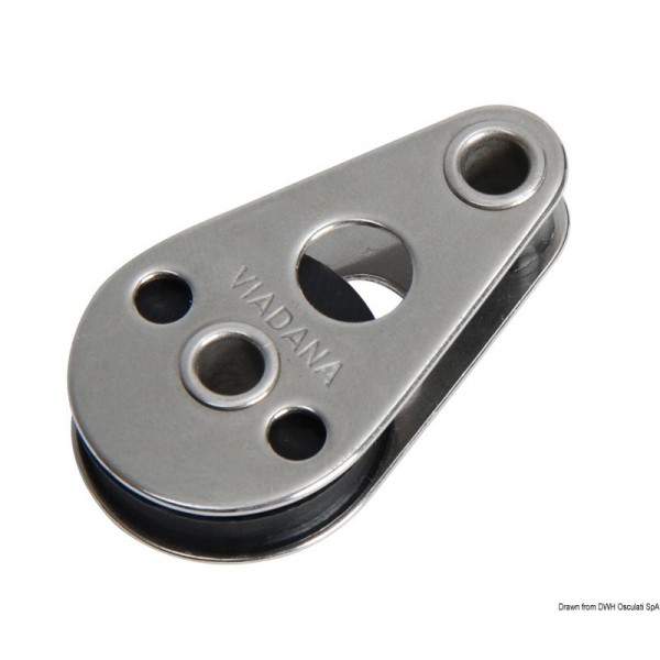 Polea simple de acero inoxidable para montaje horizontal 25x5 - N°1 - comptoirnautique.com