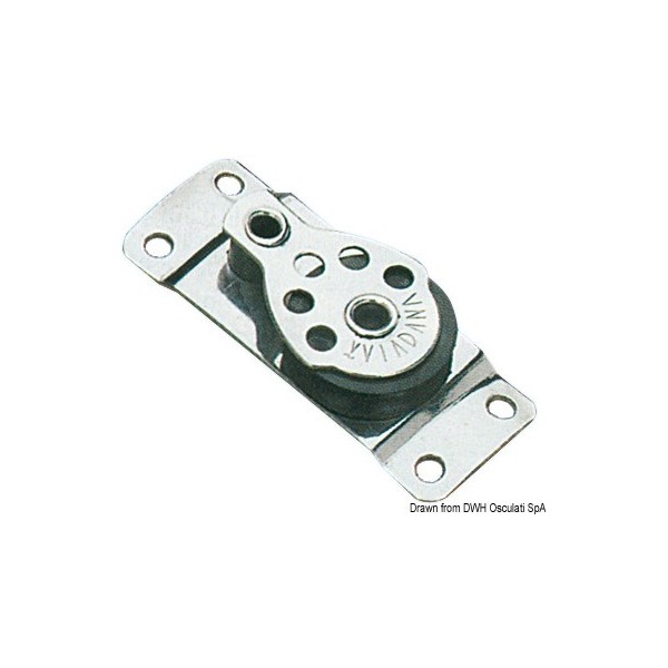 Flat stainless steel single pulley 25x6 - N°1 - comptoirnautique.com