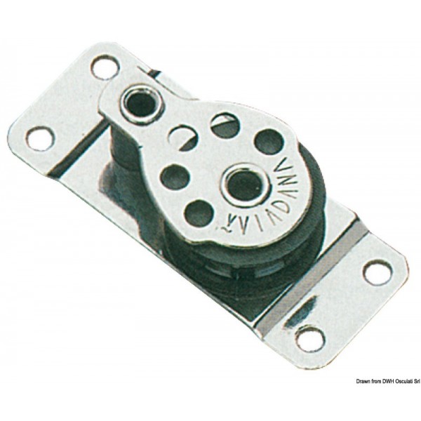 Flat stainless steel single pulley 25x8 - N°1 - comptoirnautique.com