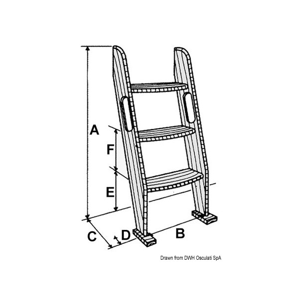 Teak 3-step ladder 101cm - N°2 - comptoirnautique.com 