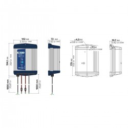 dimensions Chargeur de batterie 12V - étanche IP65 - Pro Lite - 2 sorties - 15A