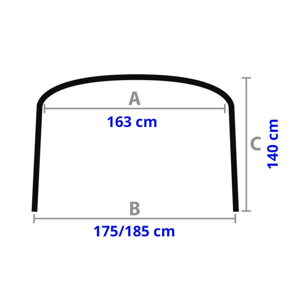 Dimensions - Taud 4 arceaux Bimini Depth 175/185 cm blanc - Osculati - N°2 - comptoirnautique.com 