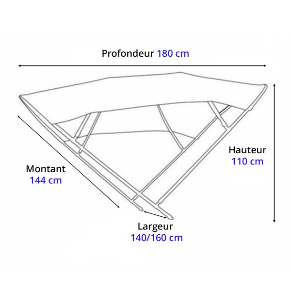 Bimini alu Shade Master 140/160 cm branco - N°2 - comptoirnautique.com