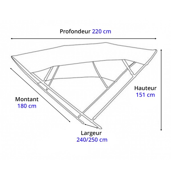 Bimini plegableTESSILMARE Shade Master SS 240/250cm - N°2 - comptoirnautique.com