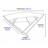 Dimensions - Bimini inox pliable Shade Master SS blanc 240/250cm - Tessilmare - N°2 - comptoirnautique.com